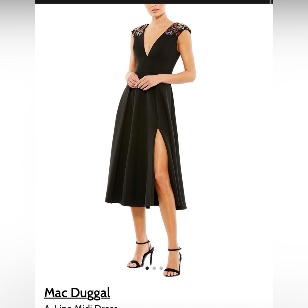 Mac Duggal beaded floral cap sleeve dress - Picture 2 of 11